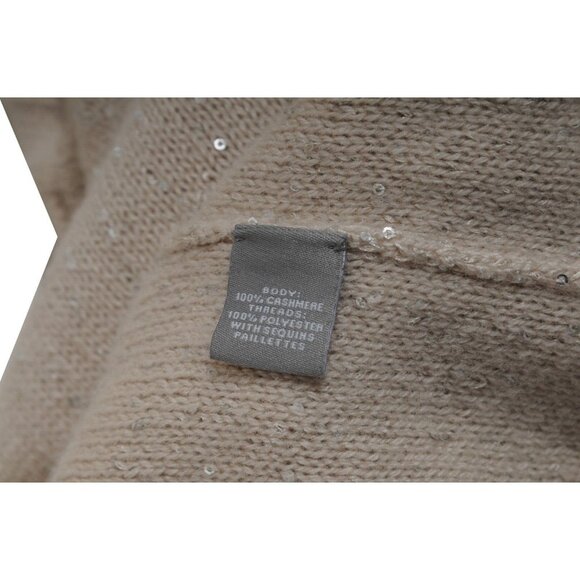 Neiman Marcus Cashmere Collection Womens Sequin Turtleneck Vest Large Beige - Picture 10 of 10